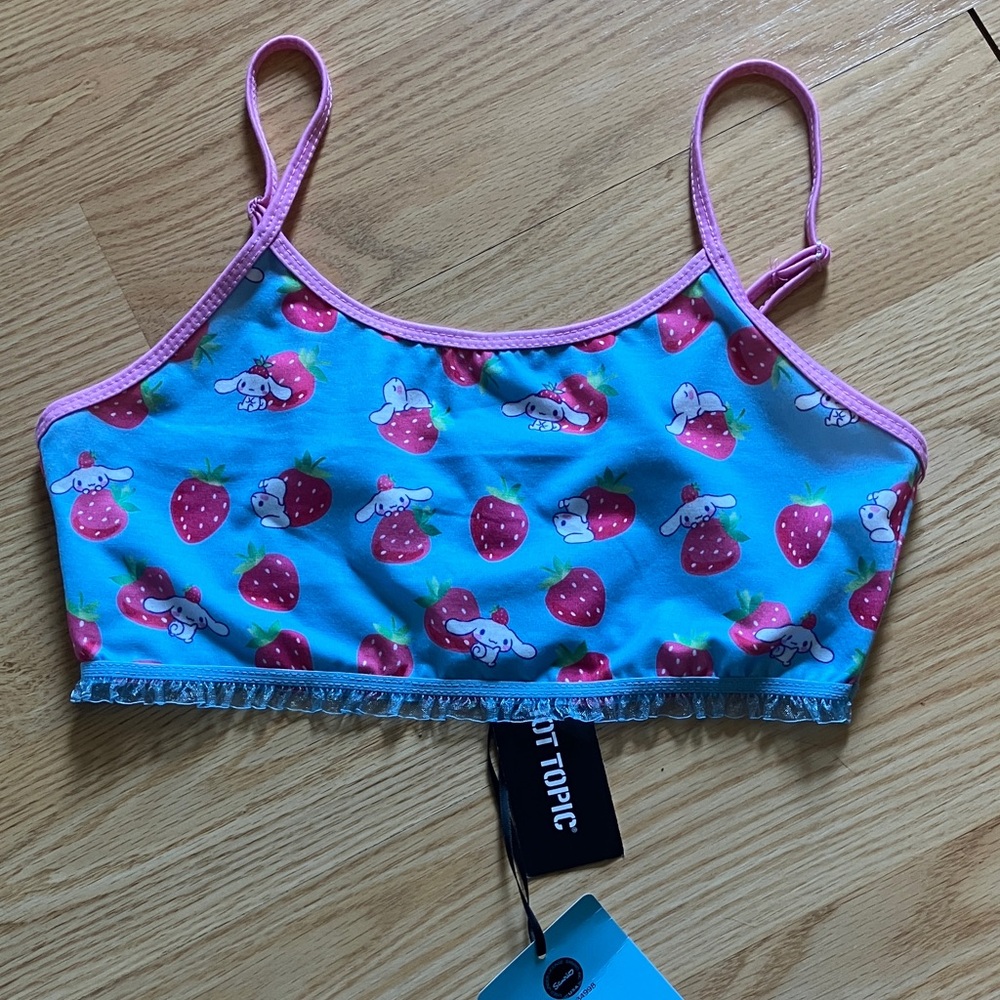 Hot Topic Blue and Pink Strawberry Bikini Top